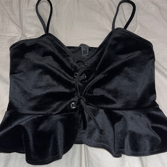 Black Lace Up top - Picture 1 of 2